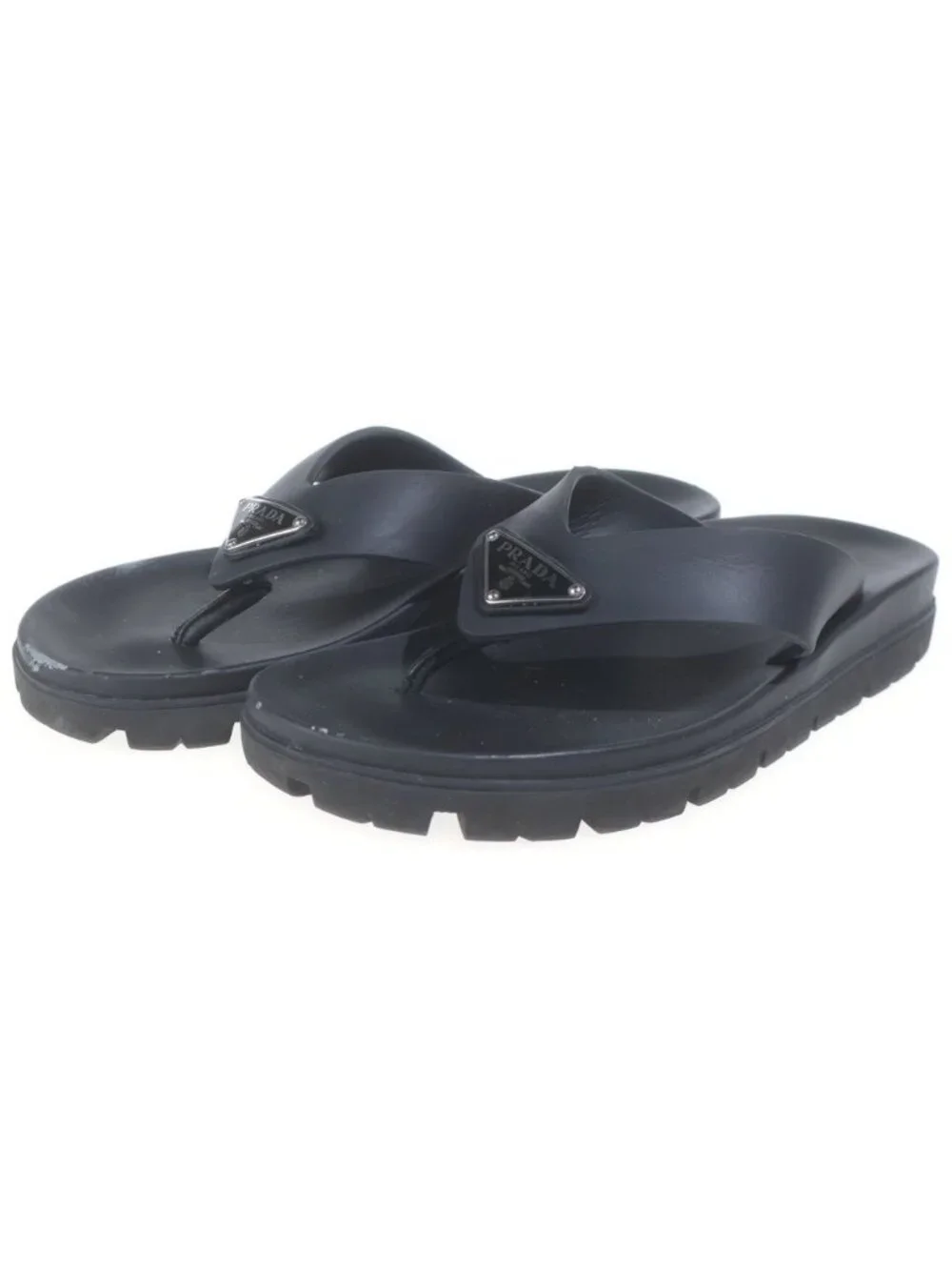 Prada Rubber Thong Sandals Black